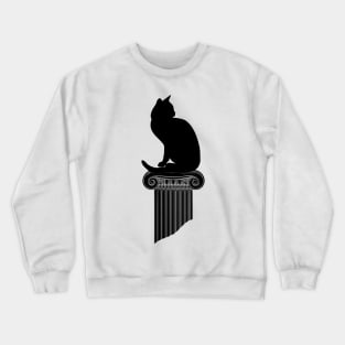 Black Cat Silhouette with Roman Column Crewneck Sweatshirt